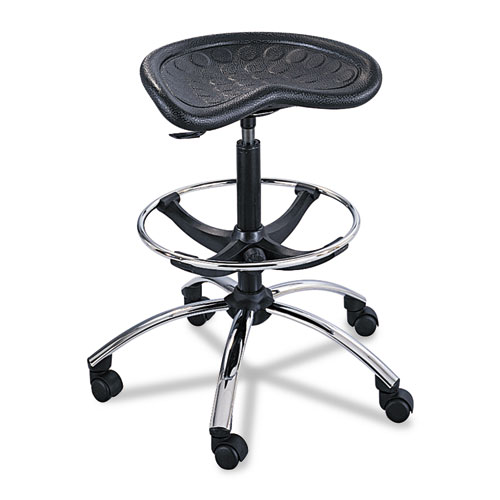SITSTAR STOOL, 34" SEAT HEIGHT, SUPPORTS UP TO 250 LBS., BLACK SEAT/BLACK BACK, BLACK/CHROME BASE