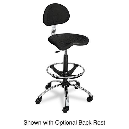 SitStar Stool, Backless, Supports Up to 250 lb, 27" to 34" Seat Height, Black Seat, Black/Chrome Base