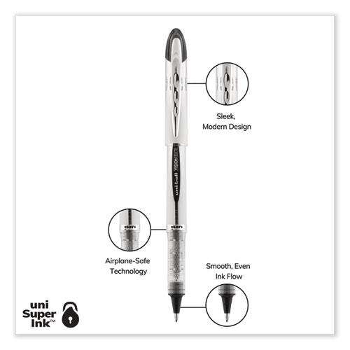 Image of Uniball® Refill For Vision Elite Roller Ball Pens, Bold Conical Tip, Black Ink, 2/Pack