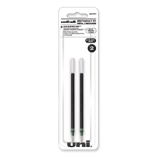 207 Impact RT Gel Retractable Pen Refills, Bold 1 mm Conical Tip, Black Ink, 2/Pack
