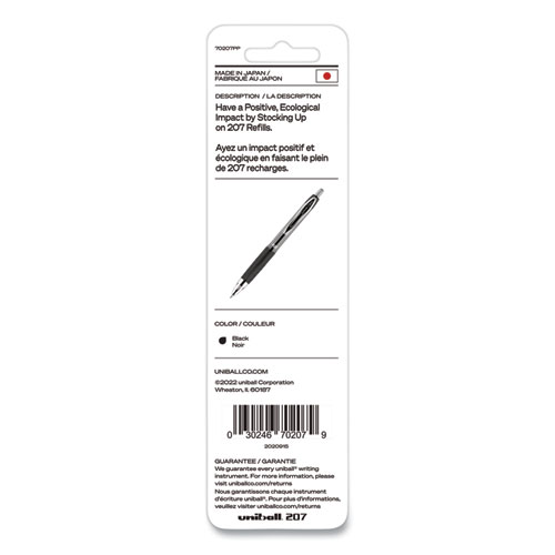 Image of Uniball® Refill For Signo Gel 207 Pens, Medium 0.7 Mm Conical Tip, Black Ink, 2/Pack