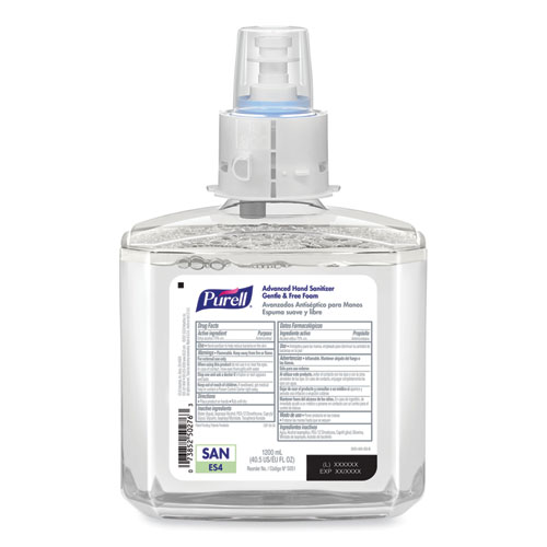 Image of Purell® Advanced Hand Sanitizer Gentle And Free Foam, 1,200 Ml Refill, Fragrance-Free, For Es4 Dispensers, 2/Carton