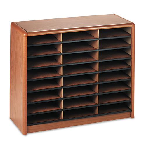 Image of Steel/Fiberboard Literature Sorter, 24 Compartments, 32.25 x 13.5 x 25.75, Oak