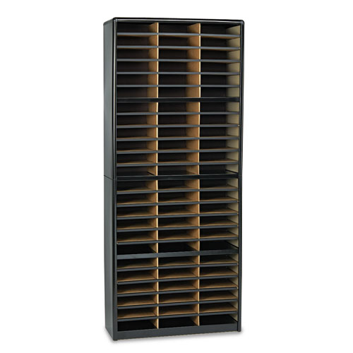 Image of Steel/Fiberboard Literature Sorter, 72 Sections, 32 1/4 x 13 1/2 x 75, Black