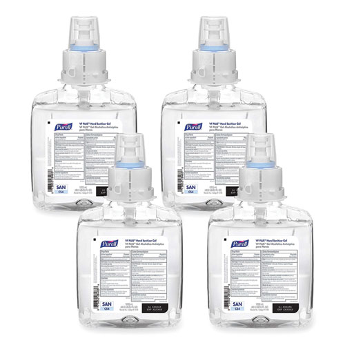 PURELL® VF PLUS Gel Hand Sanitizer, 1,200 mL Refill Bottle, Fragrance-Free, For CS4 Dispensers, 4/Carton