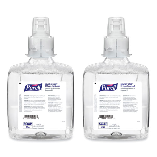 HEALTHY SOAP E1 Foam Handwash, For CS6 Dispensers, Fragrance-Free, 1,200 mL, 2/Carton