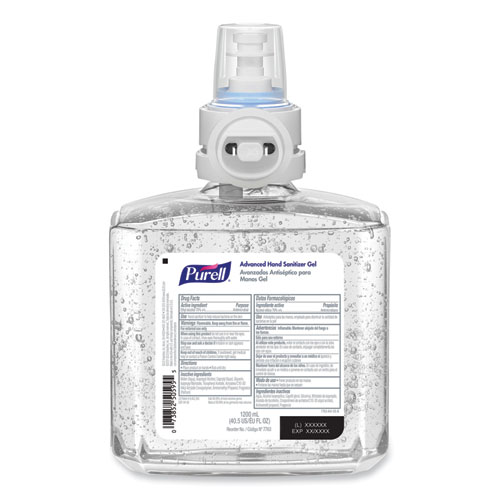 Purell® Advanced Gel Hand Sanitizer Refill, 1,200 Ml, Clean Scent, For Es8 Dispensers, 2/Carton
