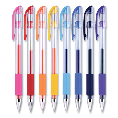 Image of Uniball® Gel Pen, Stick, Micro 0.38 Mm, Assorted Ink Colors, Clear Barrel, 8/Pack