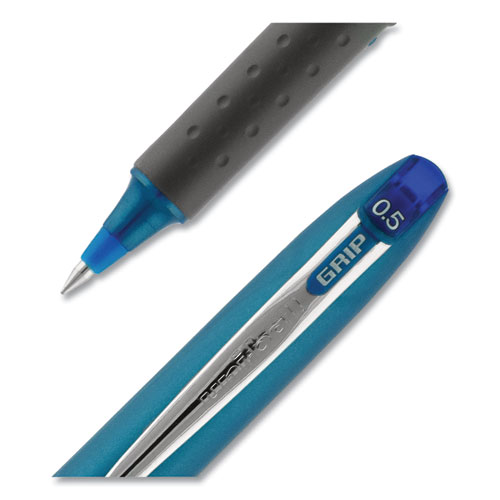 Grip Roller Ball Pen, Stick, Extra-Fine 0.5 mm, Blue Ink, Blue Barrel, Dozen