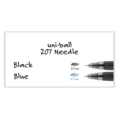 Image of Uniball® Signo 207 Needle Point Gel Pen, Retractable, Medium 0.7 Mm, Black Ink, Black Barrel, Dozen