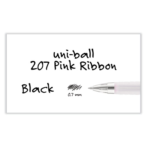 Signo 207 Gel Pen, Retractable, Medium 0.7 mm, Black Ink, Translucent Pink/Translucent White Barrel, 2/Pack