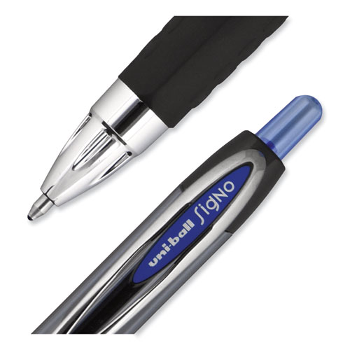 Image of Uniball® Signo 207 Gel Pen, Retractable, Bold 1 Mm, Blue Ink, Black/Blue Barrel, Dozen