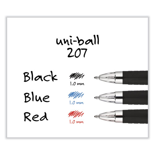 Signo 207 Gel Pen, Retractable, Bold 1 mm, Blue Ink, Smoke/Black/Blue Barrel, Dozen