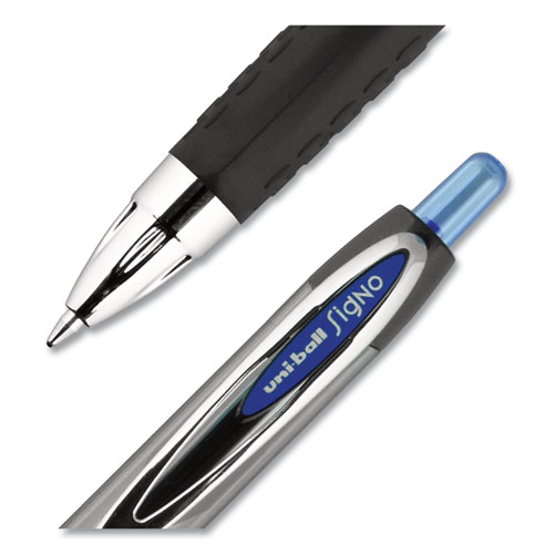 Image of Uniball® Signo 207 Gel Pen, Retractable, Medium 0.7 Mm, Blue Ink, Black Barrel, 36/Box