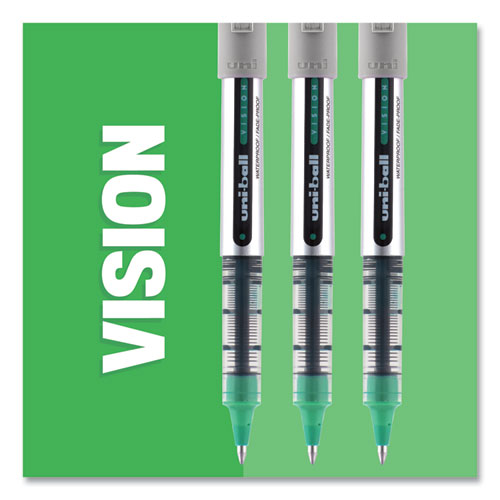 VISION Roller Ball Pen, Stick, Fine 0.7 mm, Black Ink, Silver/Black/Clear Barrel, 36/Pack