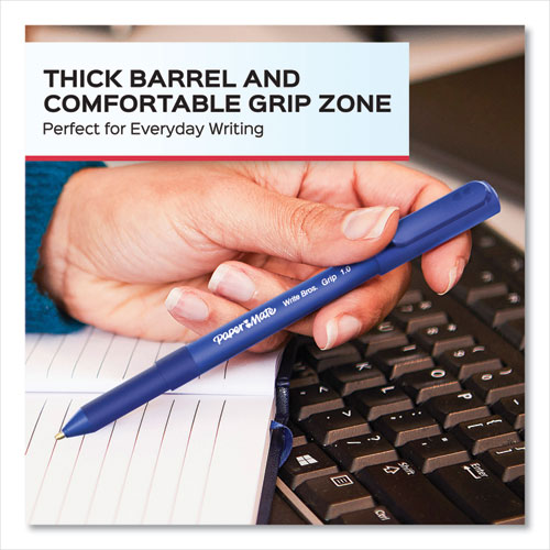 Image of Paper Mate® Write Bros. Grip Ballpoint Pen, Stick, Medium 1 Mm, Black Ink, Black Barrel, 36/Pack