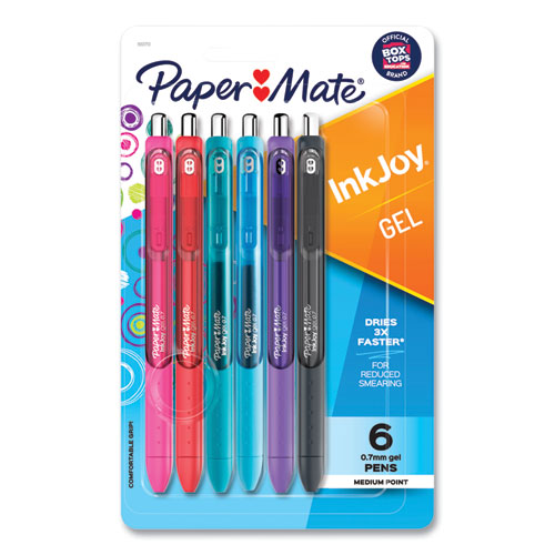 InkJoy Gel Pen, Retractable, Medium 0.7 mm, Assorted Ink and Barrel Colors, 6/Pack