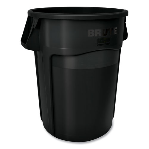 Image of Rubbermaid® Commercial Vented Round Brute Container, 44 Gal, Plastic, Black