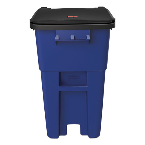 Image of Rubbermaid® Commercial Square Brute Rollout Container, 50 Gal, Molded Plastic, Blue