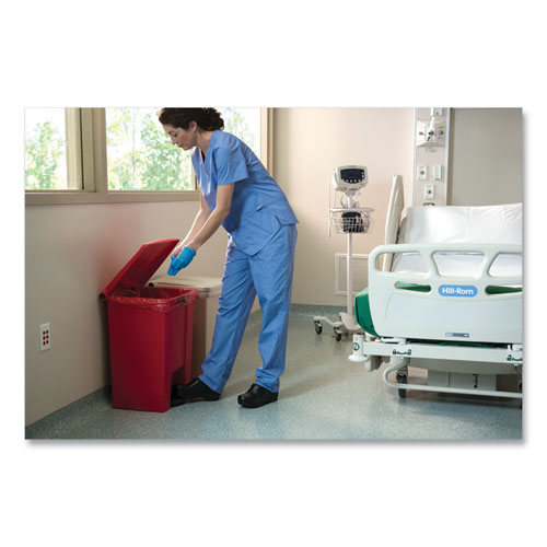 Image of Indoor Utility Step-On Waste Container, 18 gal, Plastic, Red