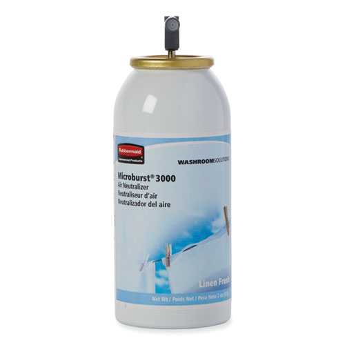 Image of Rubbermaid® Commercial Microburst 3000 Refill, Linen Fresh, 2 Oz Aerosol Spray, 12/Carton