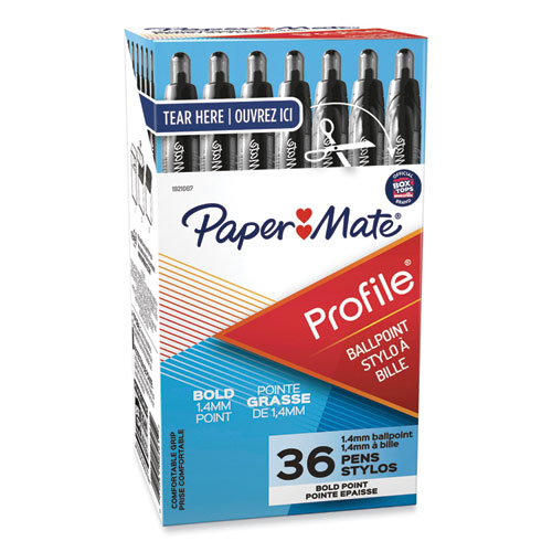 Image of Profile Ballpoint Pen Value Pack, Retractable, Bold 1.4 mm, Black Ink, Smoke Barrel, 36/Box