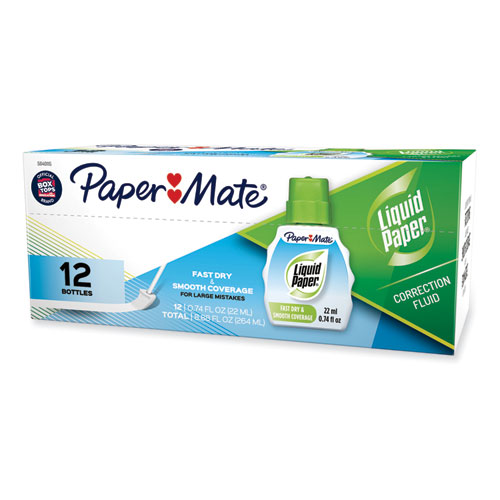 Image of Paper Mate® Liquid Paper® Fast Dry Correction Fluid, 22 Ml Bottle, White, Dozen