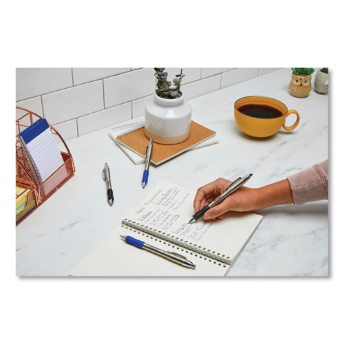Image of Paper Mate® Profile Metal Ballpoint Pen, Retractable, Medium 1 Mm, Black Ink, Silver Barrel, Dozen