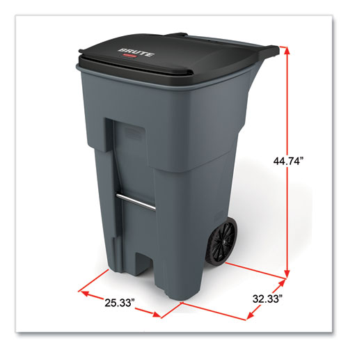 Image of Rubbermaid® Commercial Brute Roll-Out Heavy-Duty Container, 65 Gal, Polyethylene, Gray