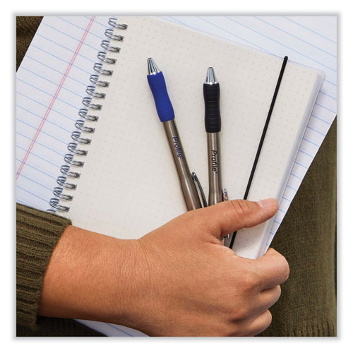 Image of Paper Mate® Profile Metal Ballpoint Pen, Retractable, Medium 1 Mm, Black Ink, Silver Barrel, Dozen