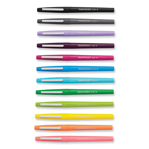 Point Guard Flair Felt Tip Porous Point Pen, Stick, Medium 0.7 mm, Assorted Tropical Vacation Ink and Barrel Colors, Dozen