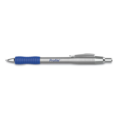 Image of Paper Mate® Profile Metal Ballpoint Pen, Retractable, Medium 1 Mm, Blue Ink, Silver Barrel, Dozen