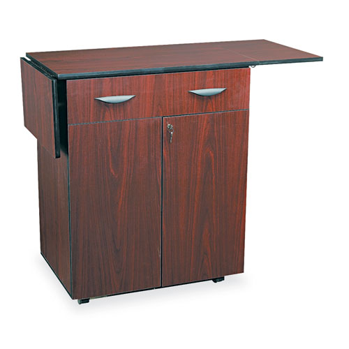 Hospitality Service Cart, One-Shelf, 32.5w x 20.5d x 38.75h, Mahogany