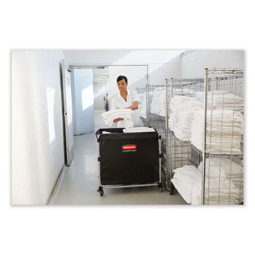 One-Compartment Collapsible X-Cart, Synthetic Fabric, 9.96 cu ft Bin, 24.1" x 35.7" x 34", Black/Silver
