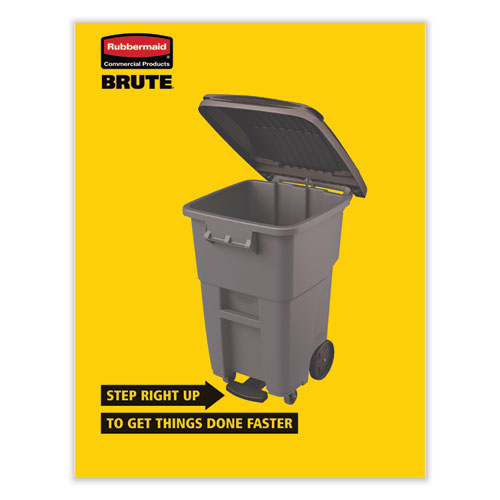 Image of Rubbermaid® Commercial Brute Step-On Rollouts, 50 Gal, Metal/Plastic, Gray