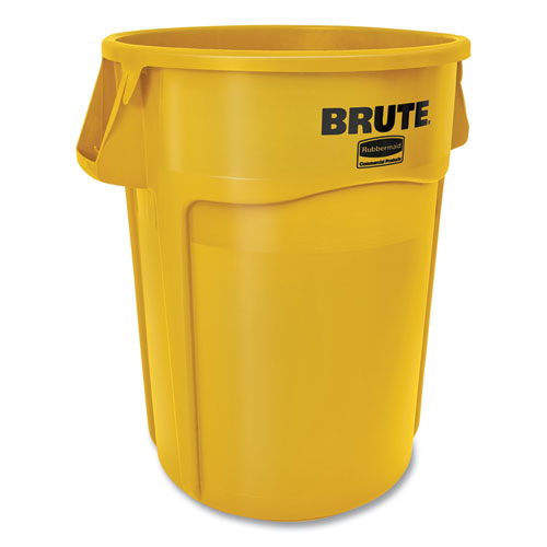 Image of Rubbermaid® Commercial Vented Round Brute Container, 44 Gal, Plastic, Yellow