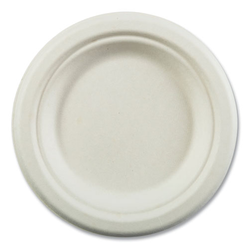 Bagasse PFAS-Free Dinnerware, Plate, 6" dia, Tan, 1,000/Carton