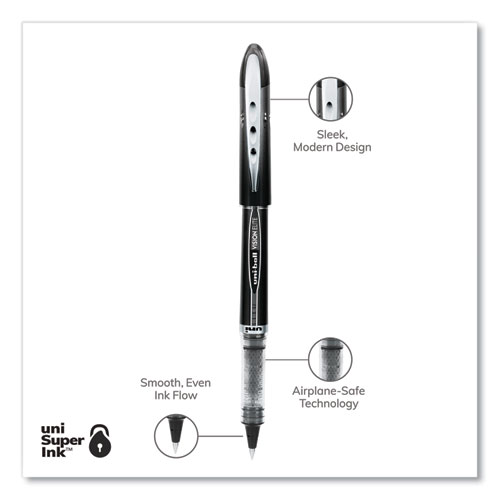 VISION ELITE Hybrid Gel Pen, Stick, Extra-Fine 0.5 mm, Black Ink, Black/Clear Barrel