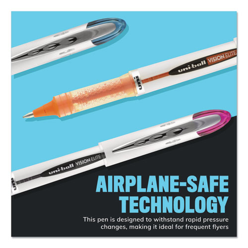 Image of Uniball® Vision Elite Roller Ball Pen, Stick, Extra-Fine 0.5 Mm, Black Ink, Black Barrel