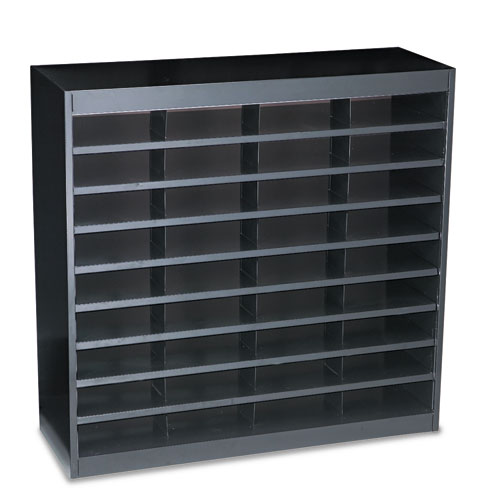 Safco® Steel/Fiberboard E-Z Stor Sorter, 36 Compartments, 37.5 X 12.75 X 36.5, Black