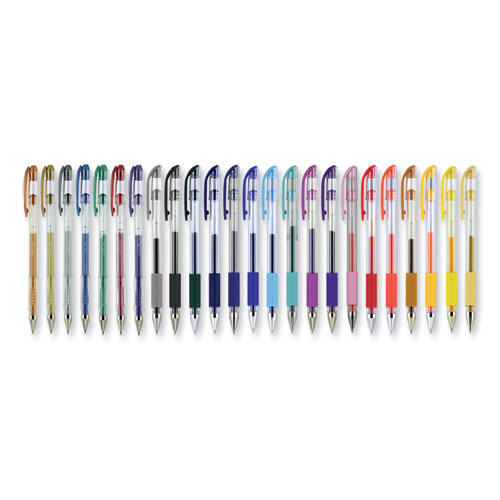 Image of Uniball® Gel Pen, Stick, Assorted Sizes, Assorted Ink Colors, Clear Barrel, 24/Pack