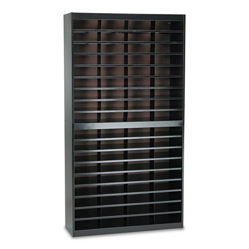 Safco® Steel/Fiberboard E-Z Stor Sorter, 72 Compartments, 37.5 X 12.75 X 71, Black