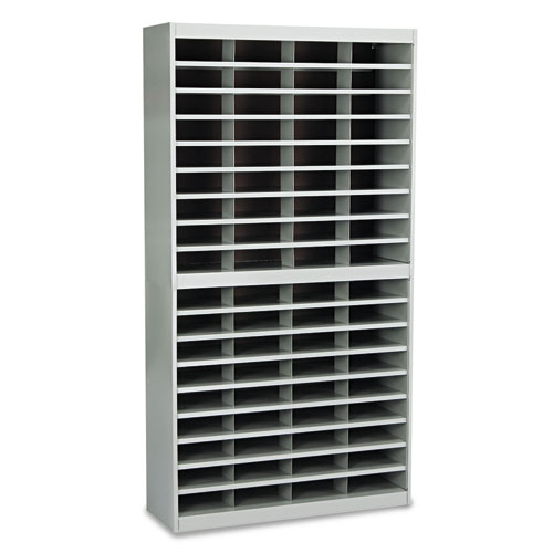Safco® Steel/Fiberboard E-Z Stor Sorter, 72 Compartments, 37.5 X 12.75 X 71, Gray