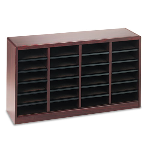 Wood/Fiberboard E-Z Stor Sorter, 24 Compartments, 40 x 11.75 x 23, Mahogany