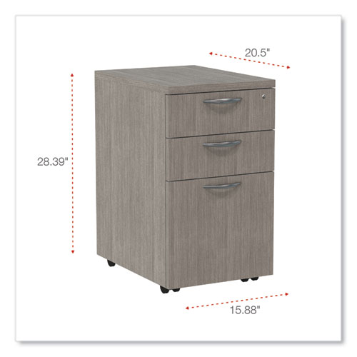 Image of Alera® Valencia Series Mobile Pedestal File, Left/Right, 3-Drawer: Box/Box/File, Legal/Letter, Gray, 15.88 X 20.5 X 28.39