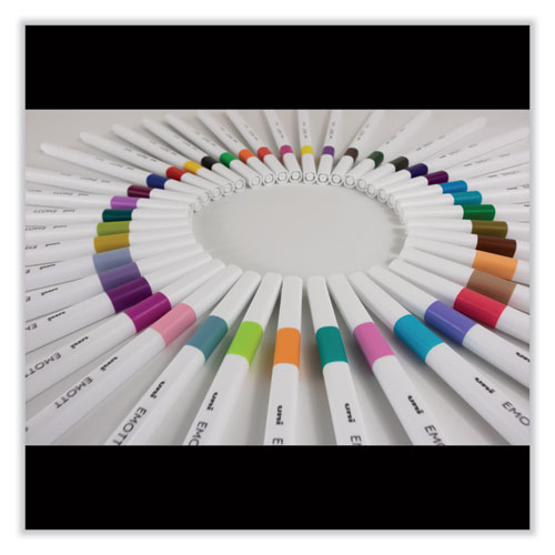 Image of Uniball® Emott Ever Fine Porous Point Pen, Stick, Fine 0.4 Mm, Assorted Ink Colors, White Barrel, 40/Pack