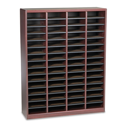 Wood/Fiberboard E-Z Stor Sorter, 60 Compartments, 40 x 11.75 x 52.25, Mahogany, 2 Boxes