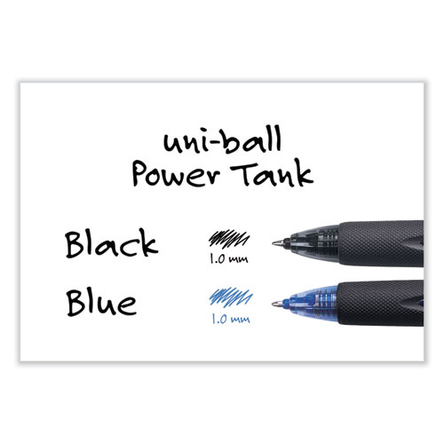 Image of Uniball® Power Tank Rt Ballpoint Pen, Retractable, Bold 1 Mm, Black Ink, Smoke/Black Barrel, Dozen