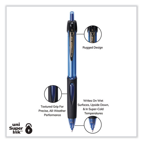 Image of Uniball® Power Tank Rt Ballpoint Pen, Retractable, Bold 1 Mm, Blue Ink, Translucent Blue Barrel, Dozen