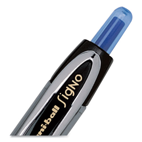 Signo 207 Gel Pen, Retractable, Fine 0.5 mm, Blue Ink, Smoke/Black/Blue Barrel, Dozen